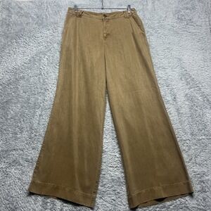 Sundance Pants Womens 10 Brown Wide Leg Chino Pockets Lagenlook Coastal NWOT‎